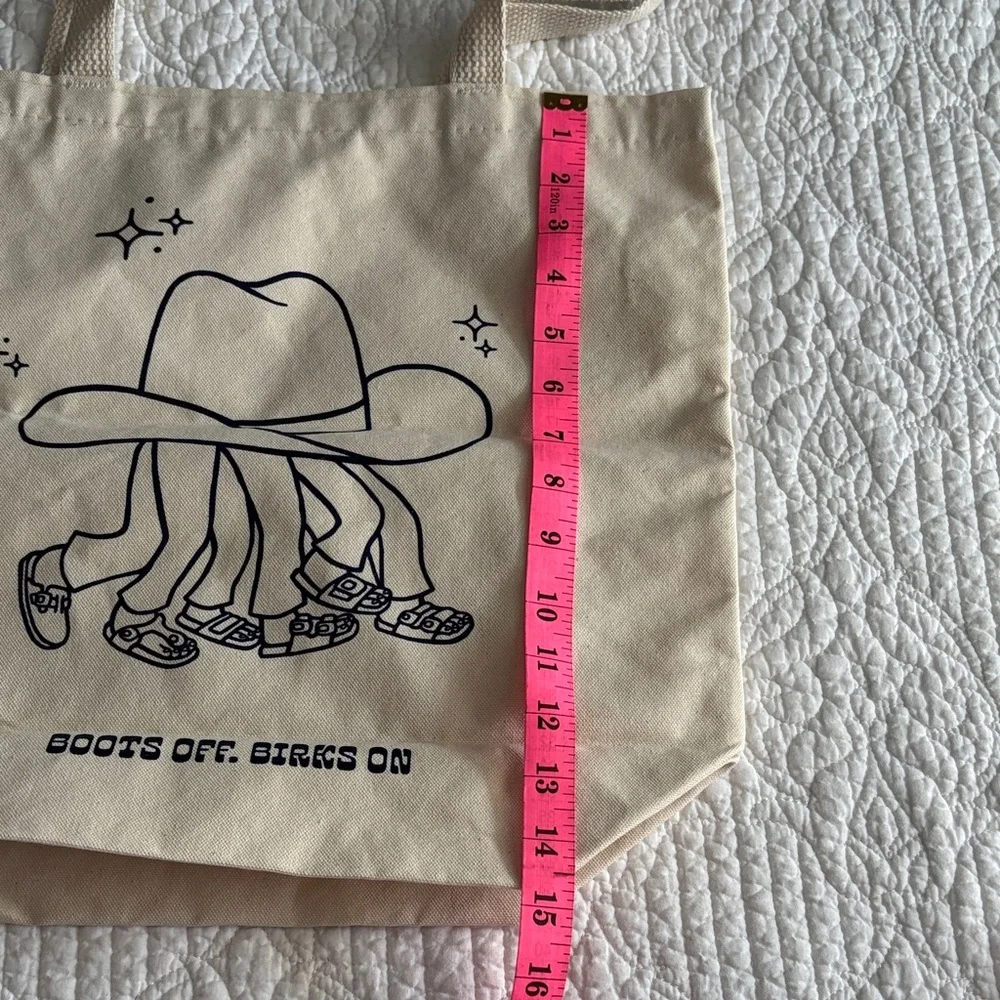 Birkenstock Houston NWOT”BOOTS OFF.BIRKS ON” Natural Canvas Tote - Picture 6 of 10
